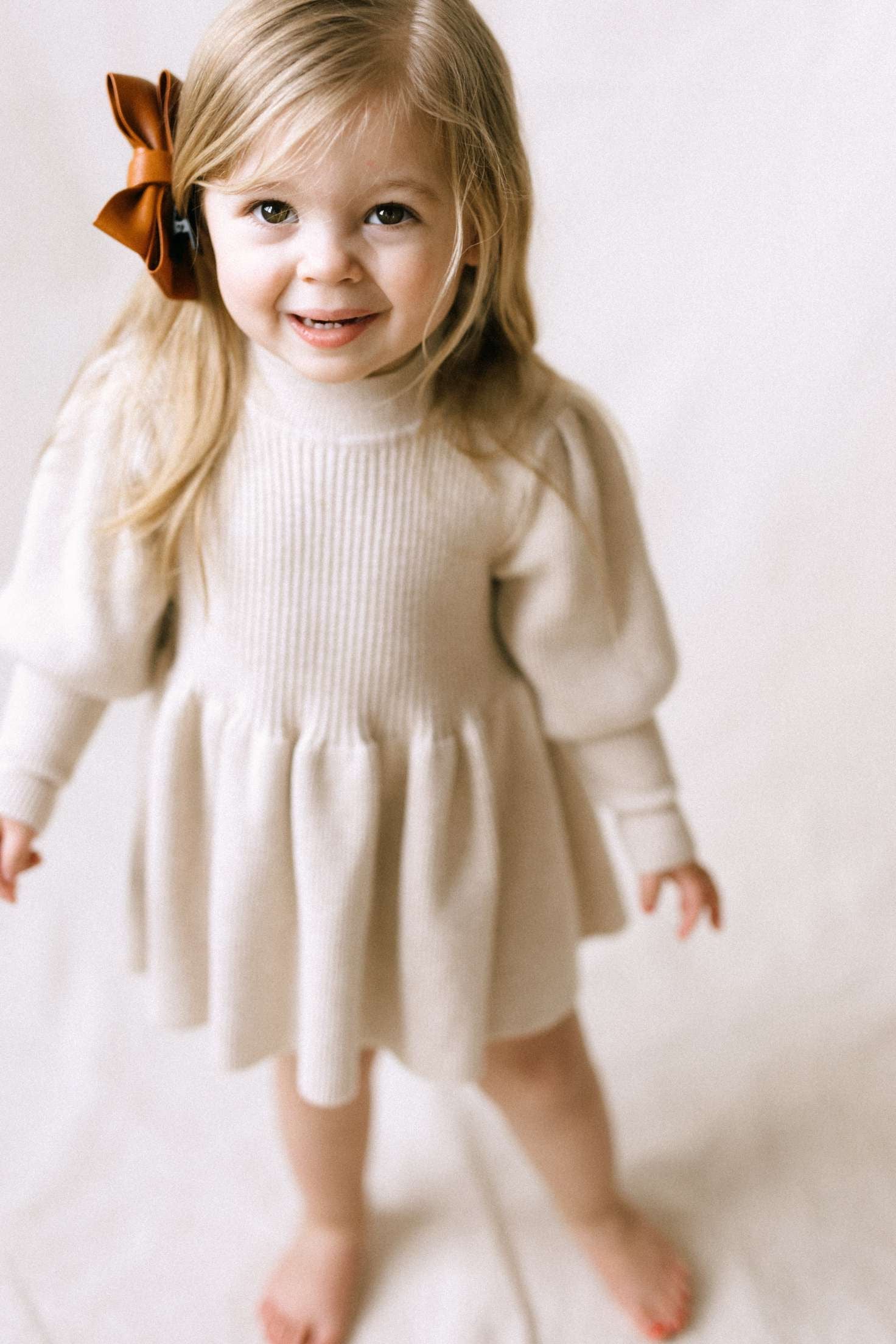 knit sweater puff sleeve dress Ivory Soul knit sweater puff sleeve dress Ivory Soul