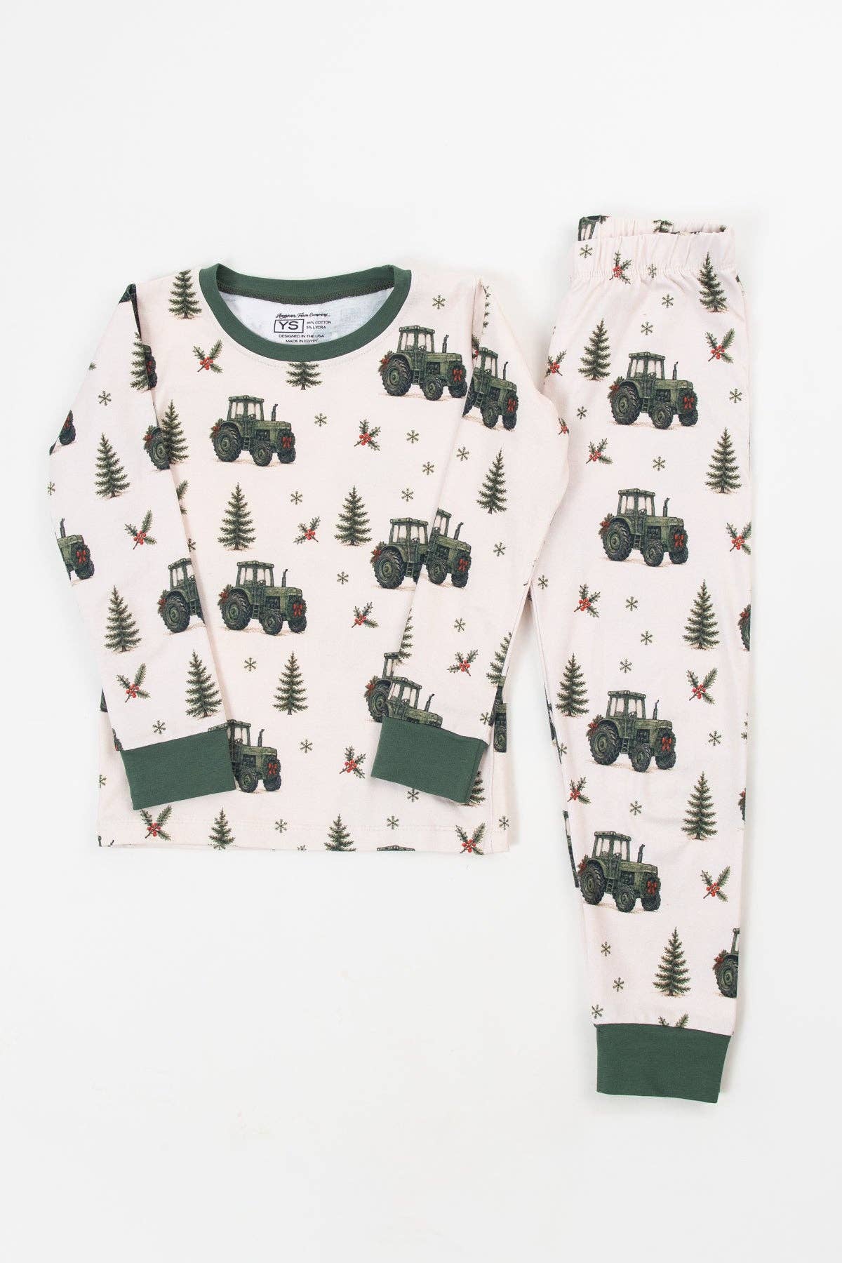 vintage green tractor christmas pajama pant set