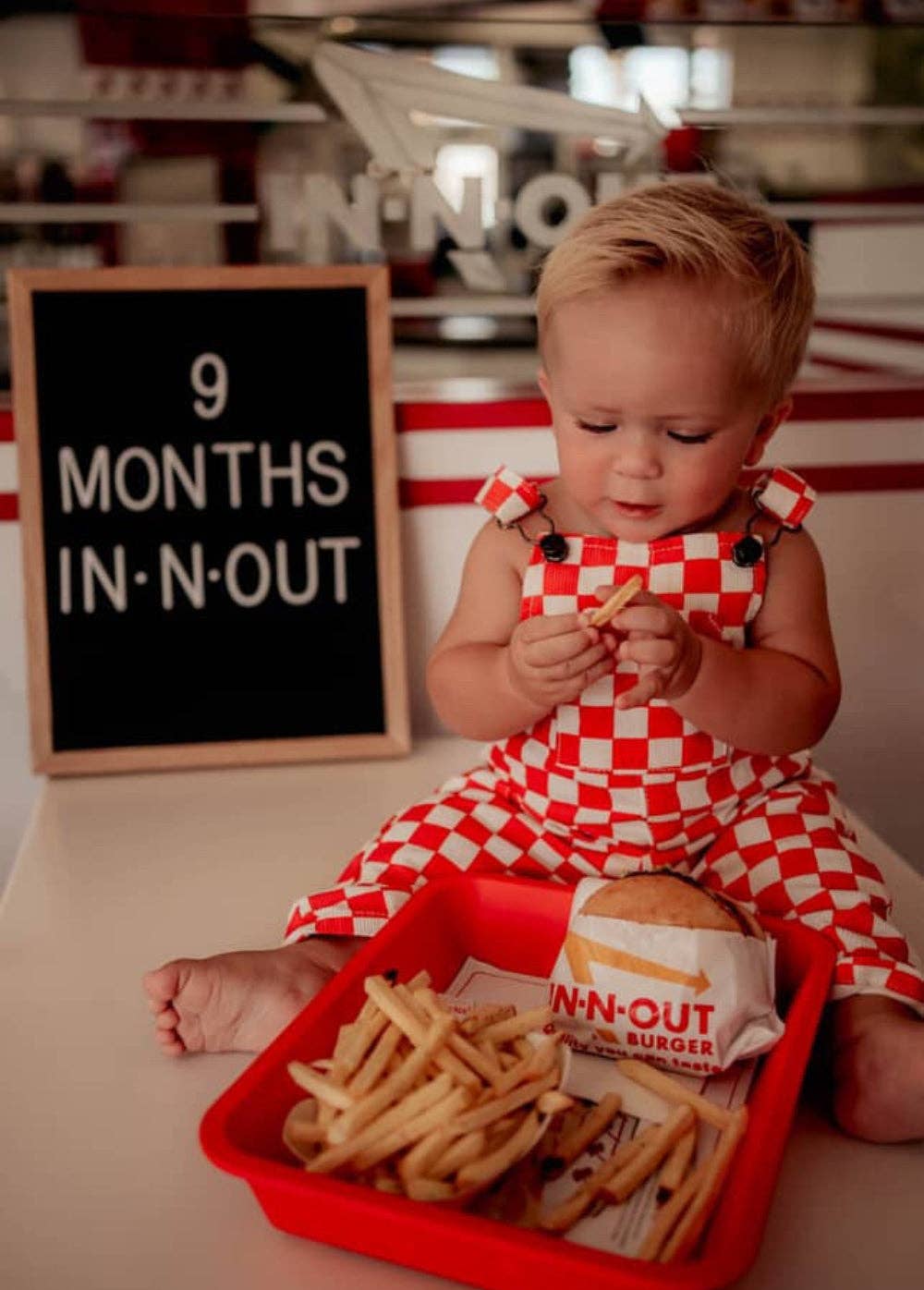red checker overalls