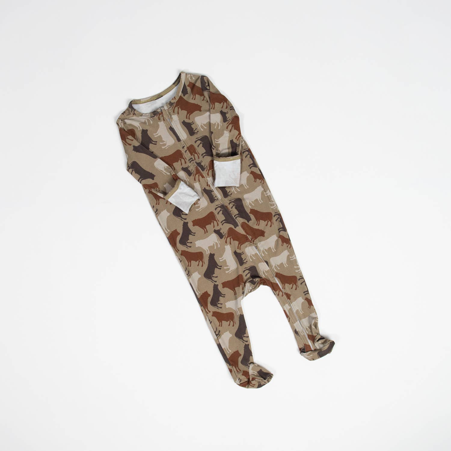 bamboo cow camo baby pajamas - Ivory Soul