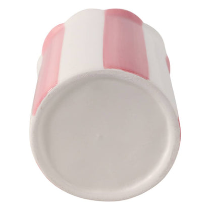 pink + ivory ceramic striped pencil cup