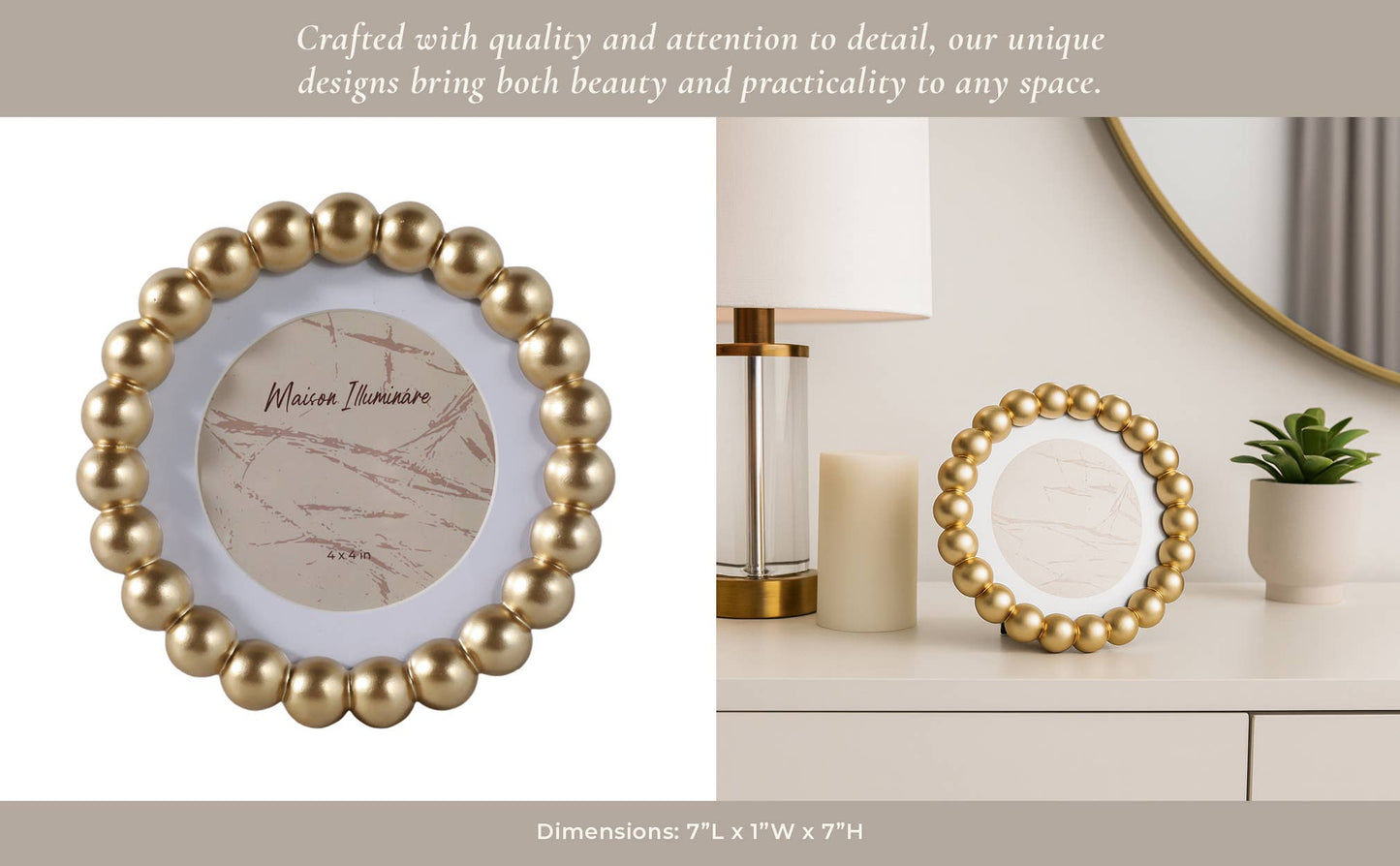 gold glass matted beaded photo frame