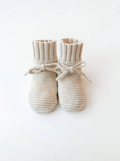 organic knit booties - cream