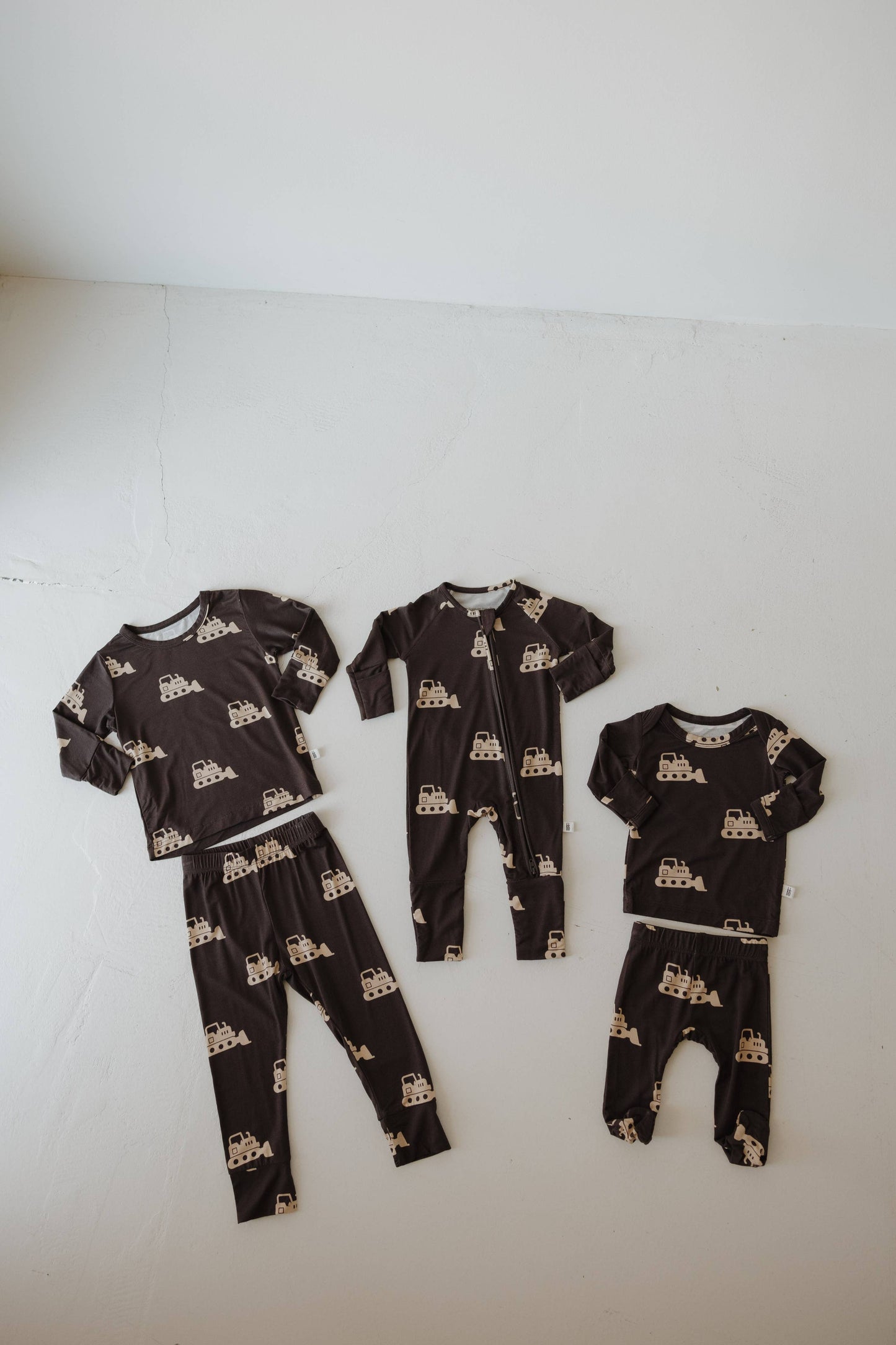 bamboo zip pajamas | bulldozer