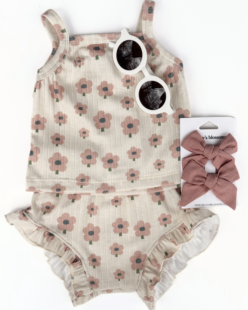 luna top + bloomer set - blush daisy