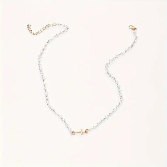 imitation pearl cross necklace