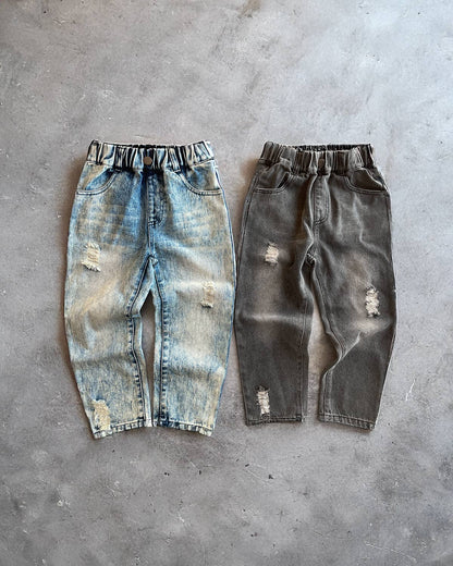 relaxed straight light acid wash denim