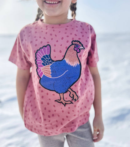 western graphic pink polkadot retro chicken tee