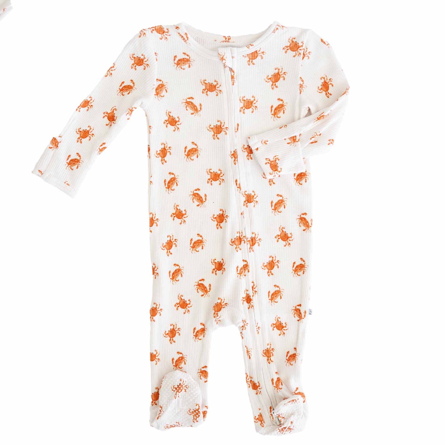 cutie crabs bamboo waffle zipper footie