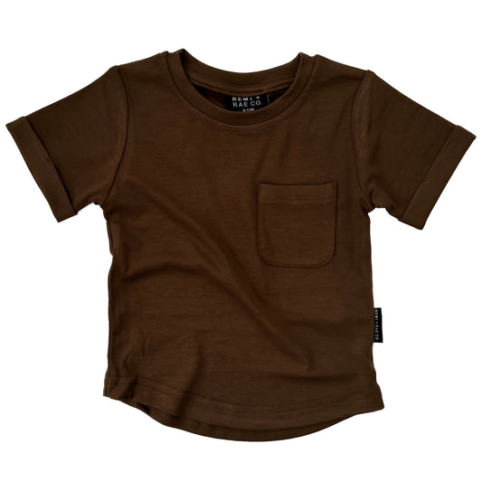 BAMBOO POCKET TEE - CHOCOLATE