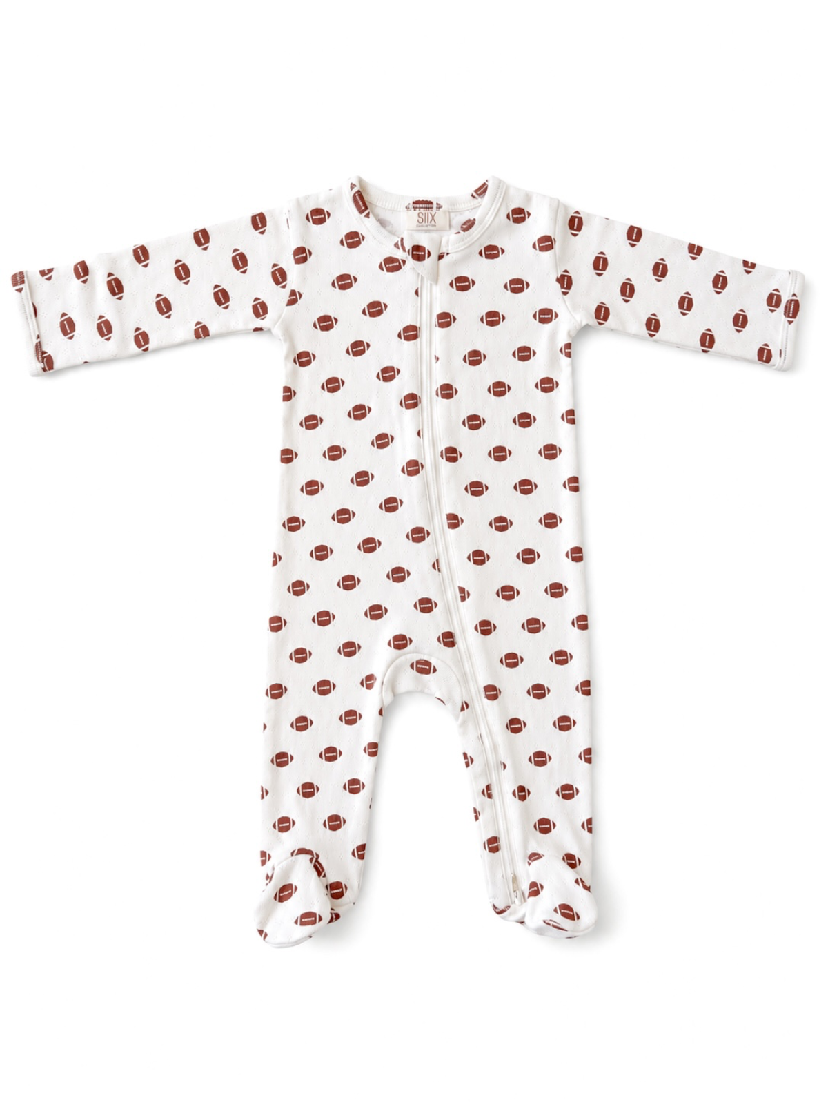 football / organic pointelle 2-way zip footie