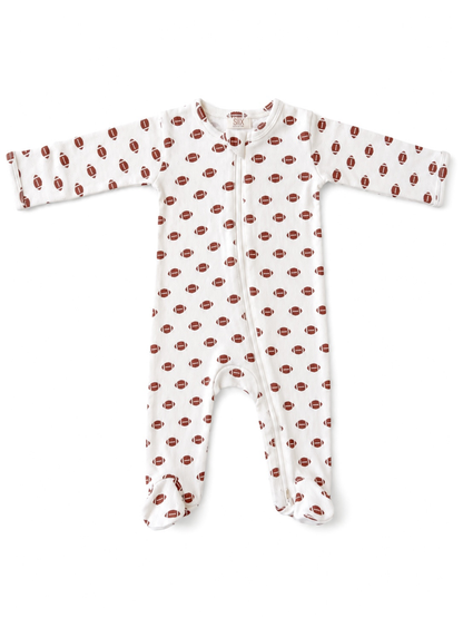 football / organic pointelle 2-way zip footie