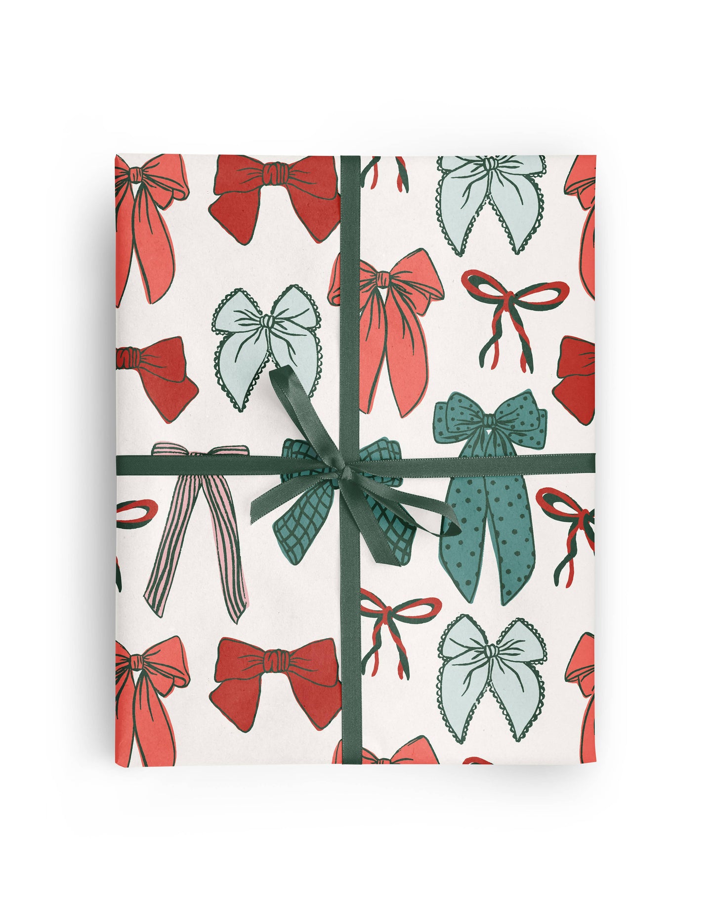 red and green bows christmas wrapping paper