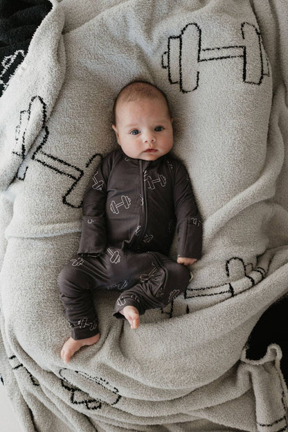 bamboo zip pajamas | charcoal arm day
