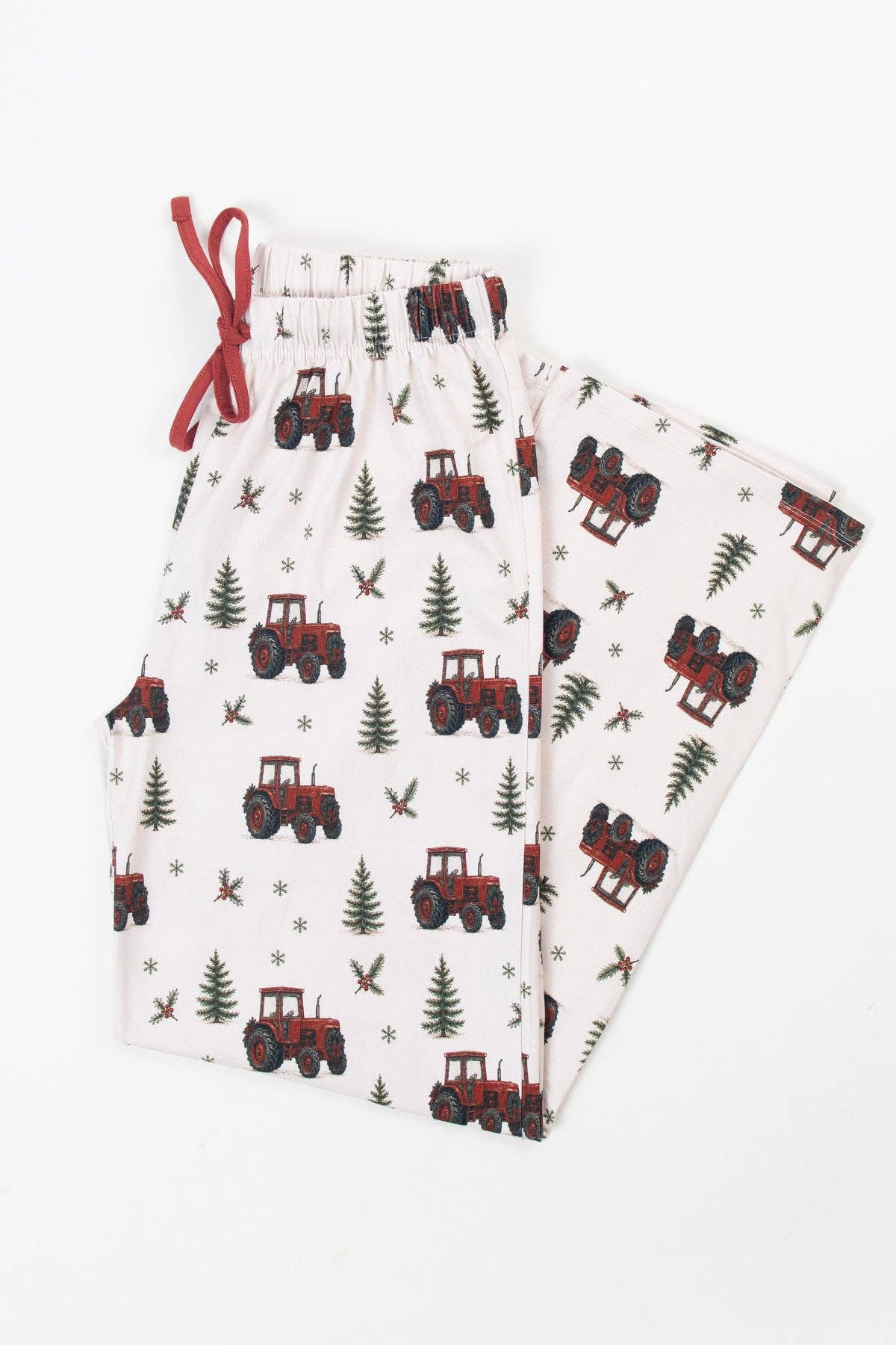 vintage red tractor christmas pajama pant set