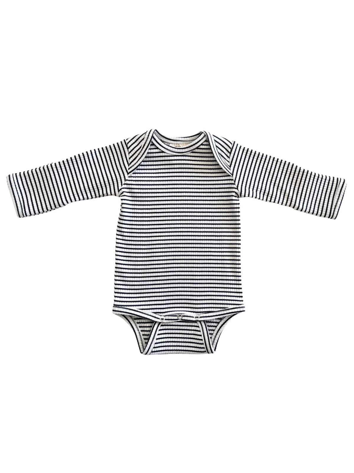 organic ribbed long sleeve bodysuit • black stripe