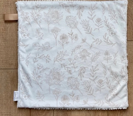 ivory floral minky baby lovey blanket