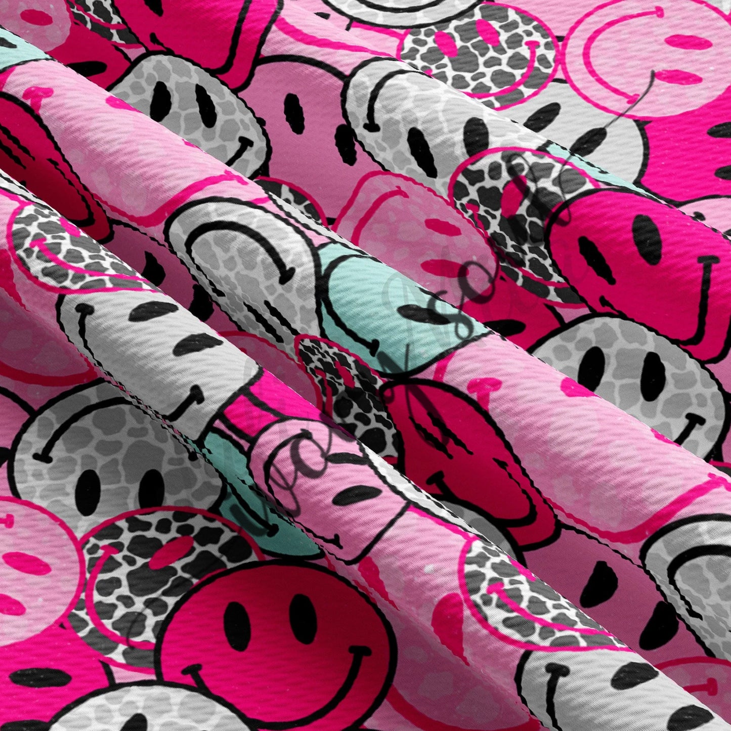 hot pink cheetah happy faces bow