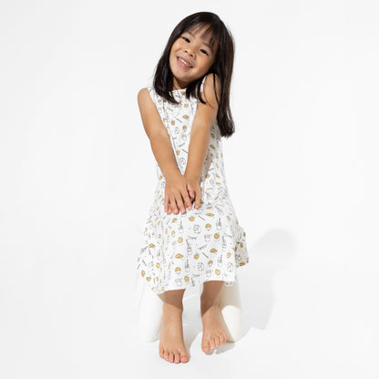 Milk & Cookies White Bamboo Girls' Sleeveless Dress