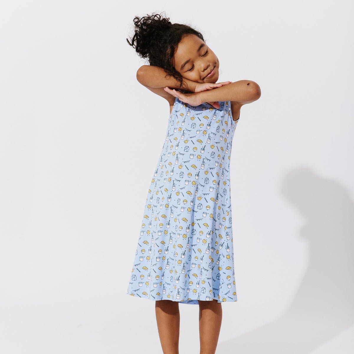 Milk & Cookies Blue Bamboo Girls' Sleeveless Dress - Ivory Soul