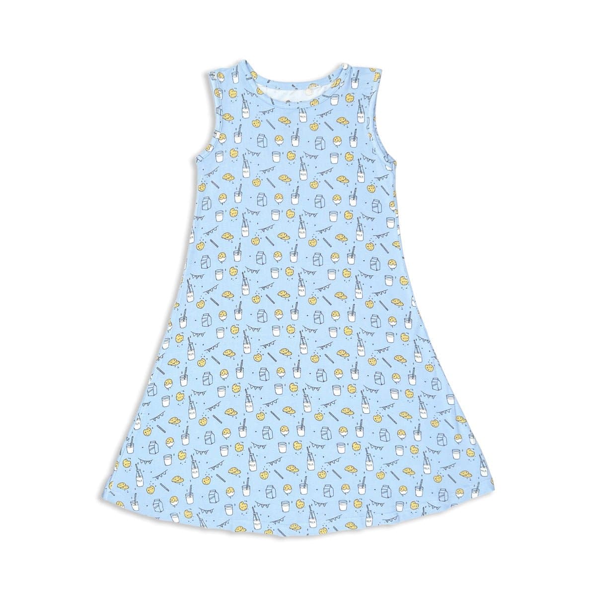 Milk & Cookies Blue Bamboo Girls' Sleeveless Dress - Ivory Soul