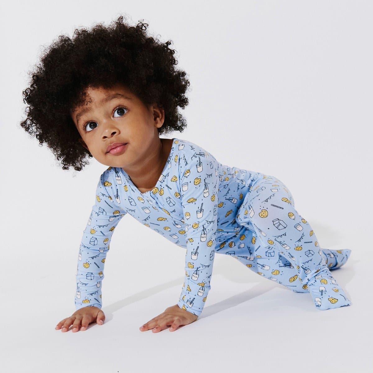 Milk and Cookies Blue Bamboo Convertible Footie - Ivory Soul