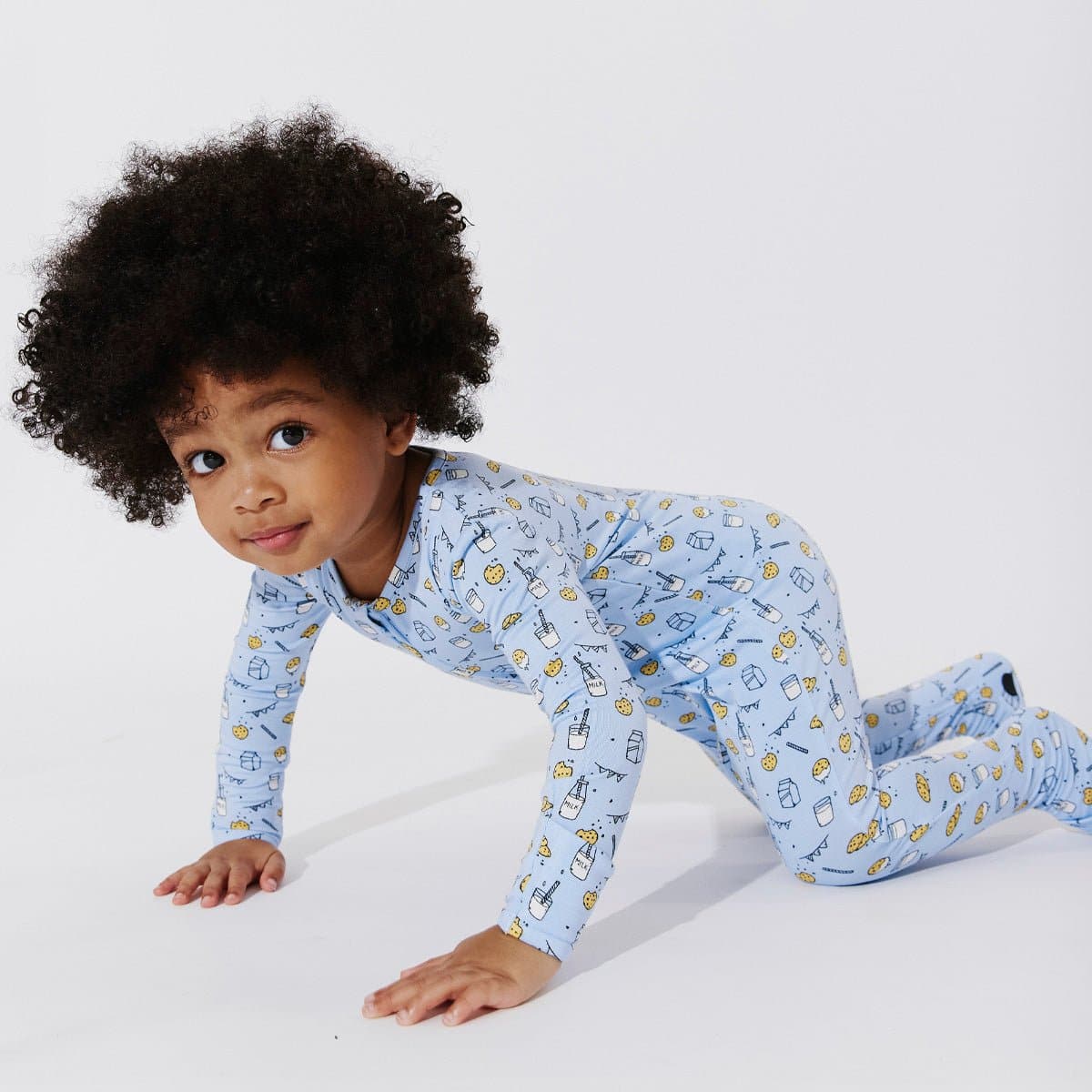 Milk and Cookies Blue Bamboo Convertible Footie - Ivory Soul