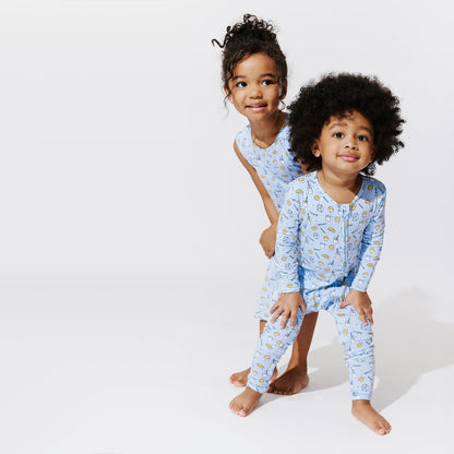 Milk and Cookies Blue Bamboo Convertible Footie - Ivory Soul