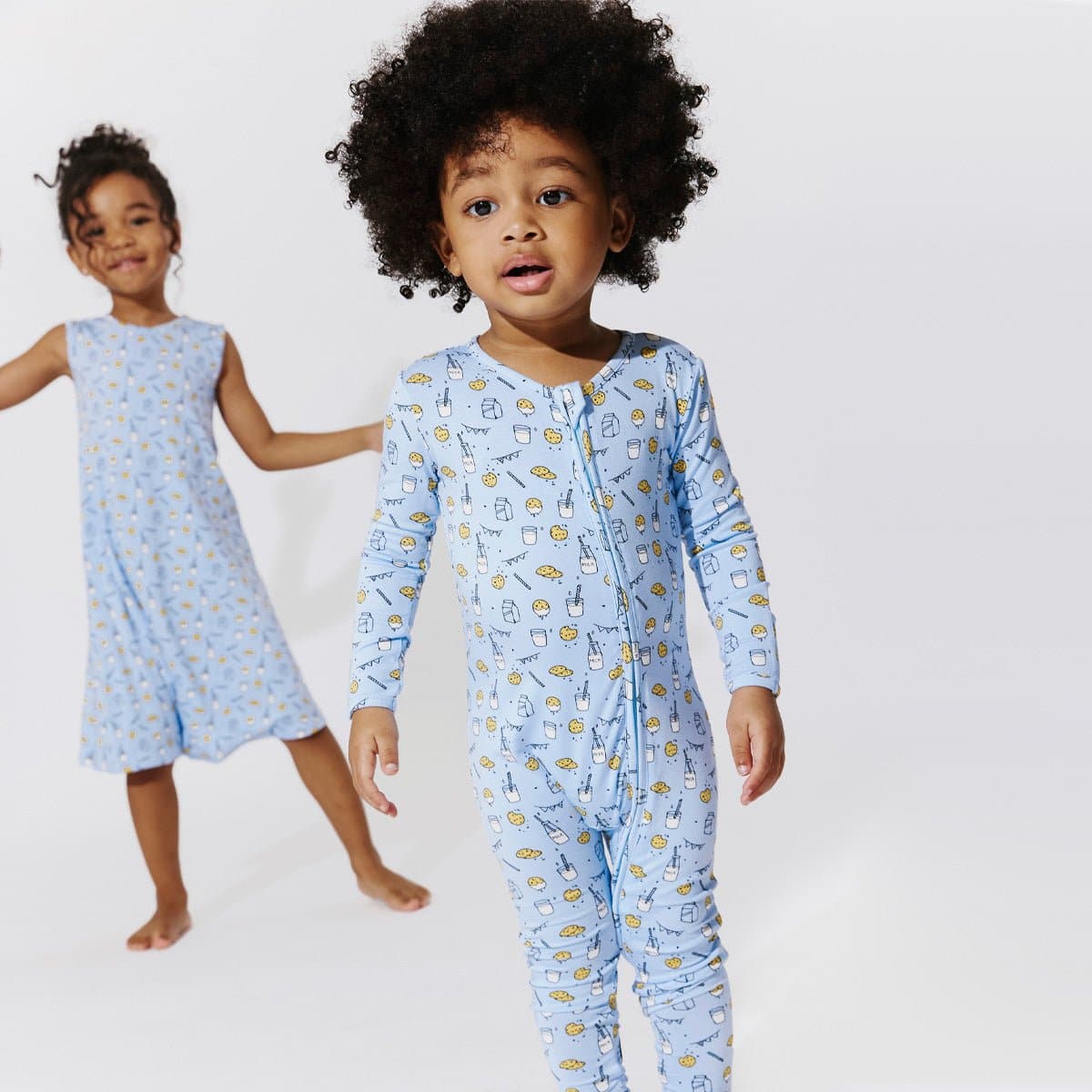 Milk and Cookies Blue Bamboo Convertible Footie - Ivory Soul