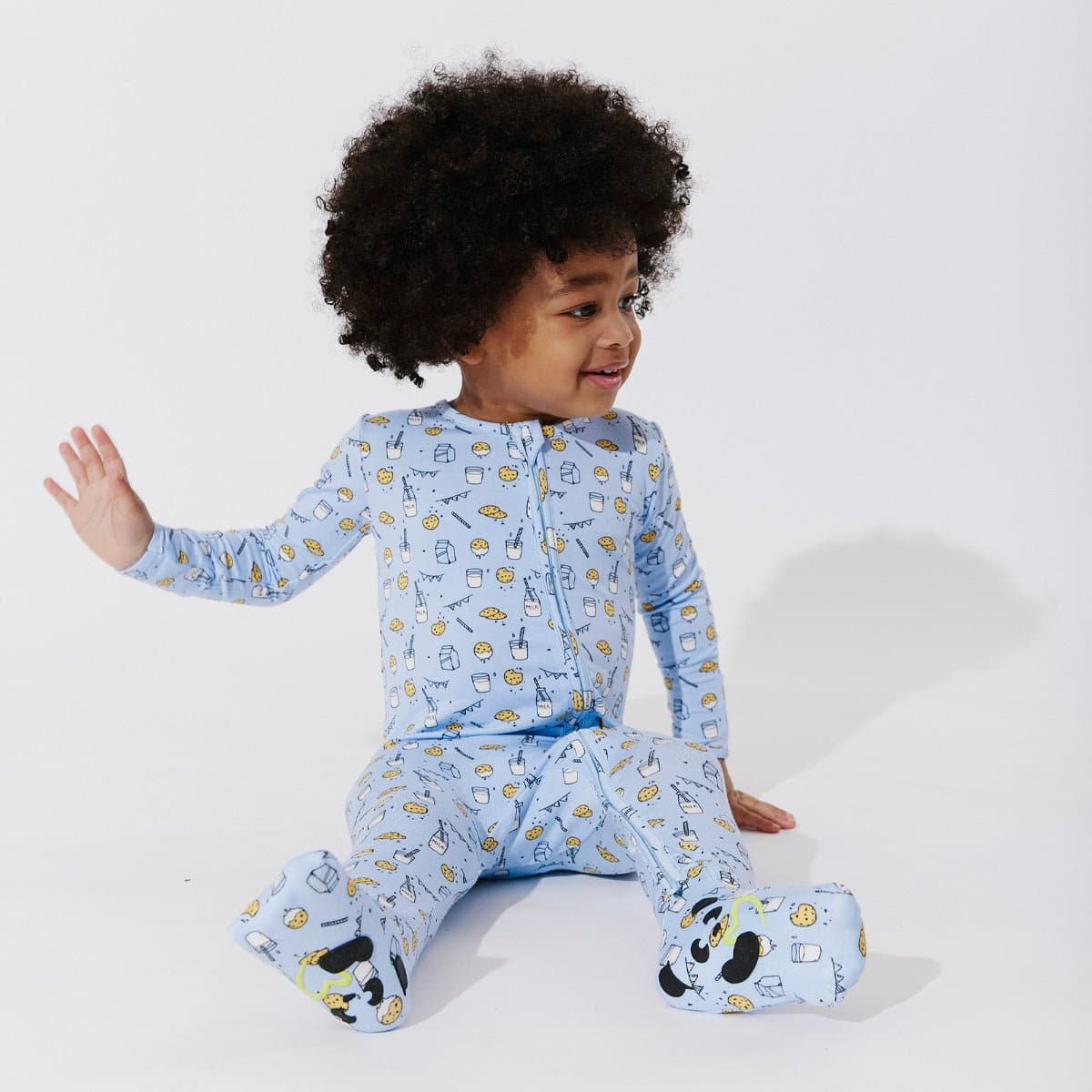 Milk and Cookies Blue Bamboo Convertible Footie - Ivory Soul
