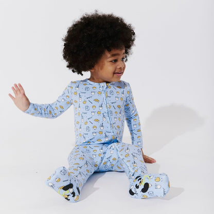 Milk and Cookies Blue Bamboo Convertible Footie - Ivory Soul