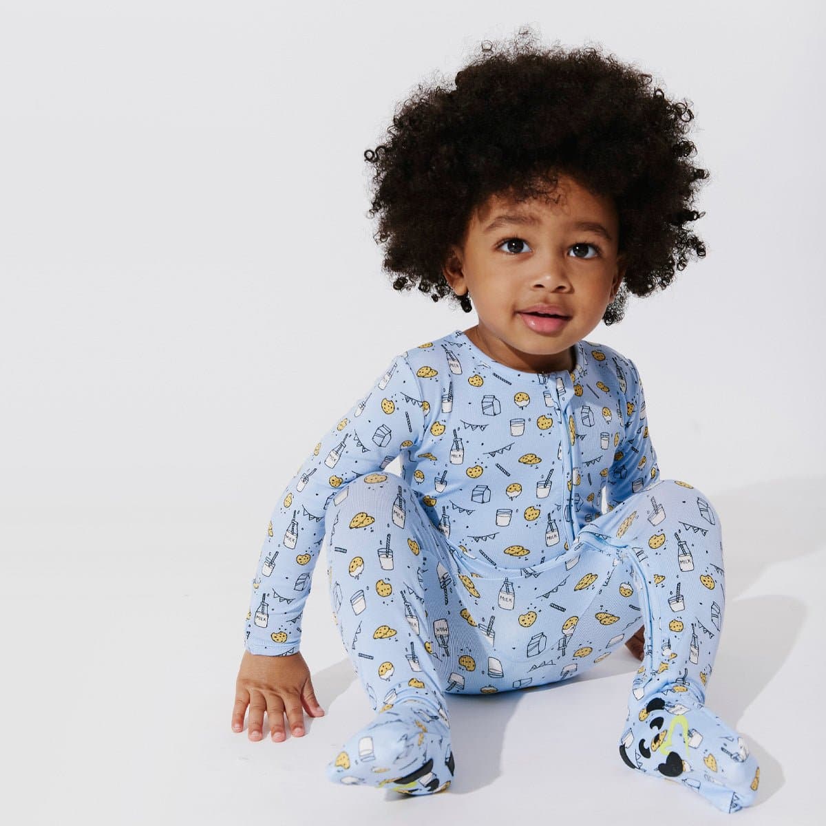 Milk and Cookies Blue Bamboo Convertible Footie - Ivory Soul