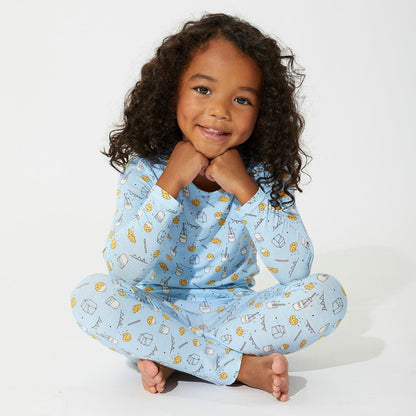 Milk & Cookies Blue Bamboo Kids Pajamas