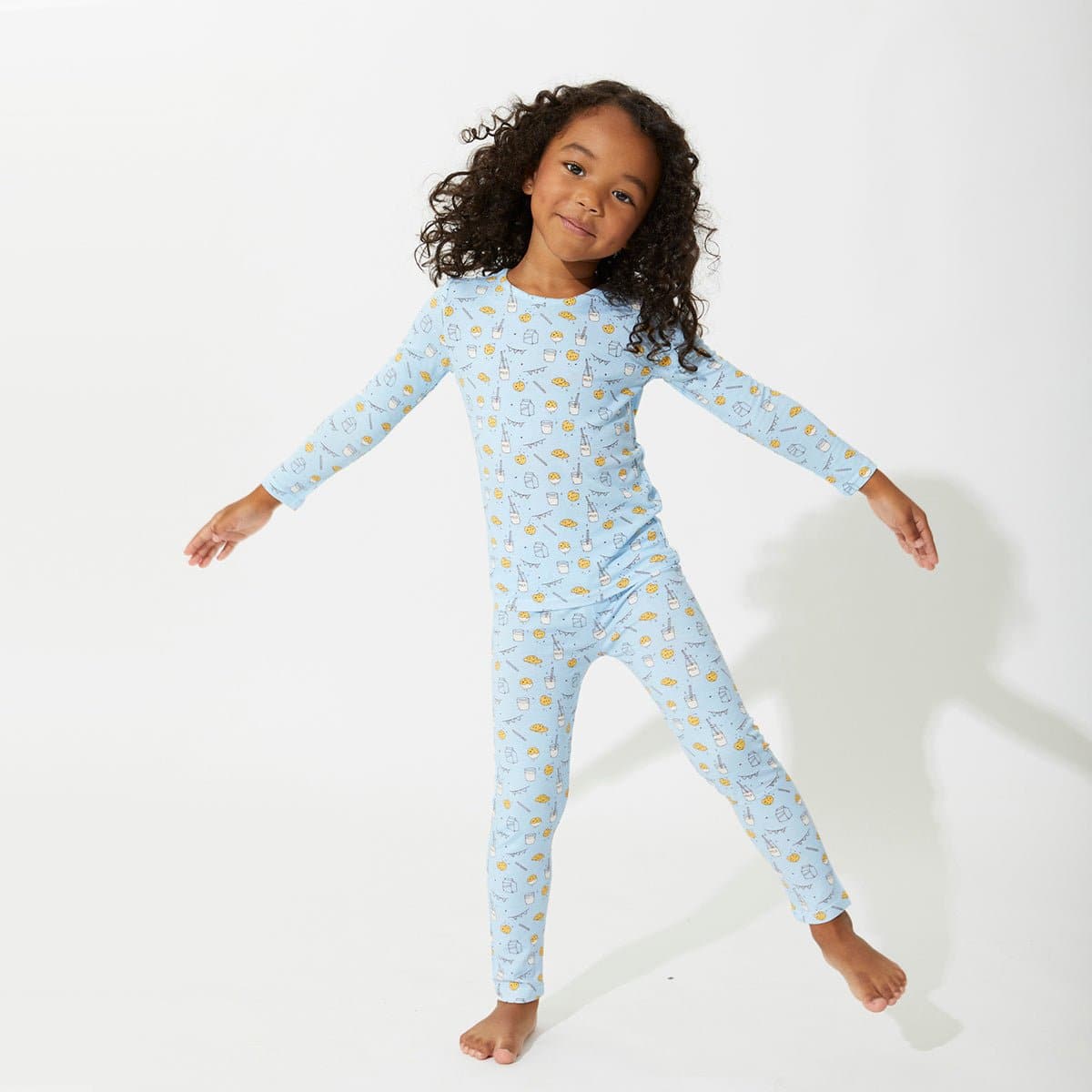 Milk & Cookies Blue Bamboo Kids Pajamas