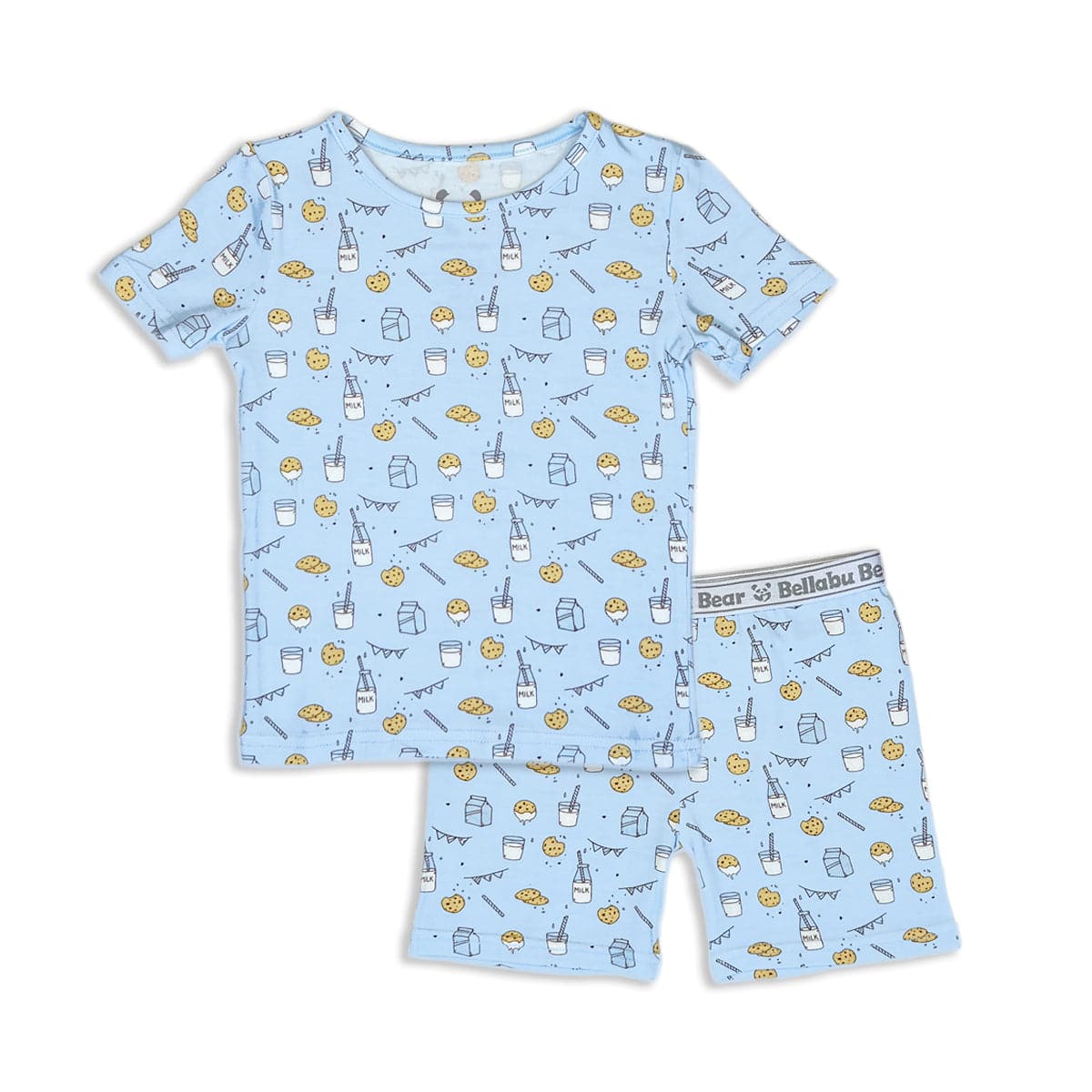 Milk & Cookies Blue Bamboo Kids Pajama Short Set