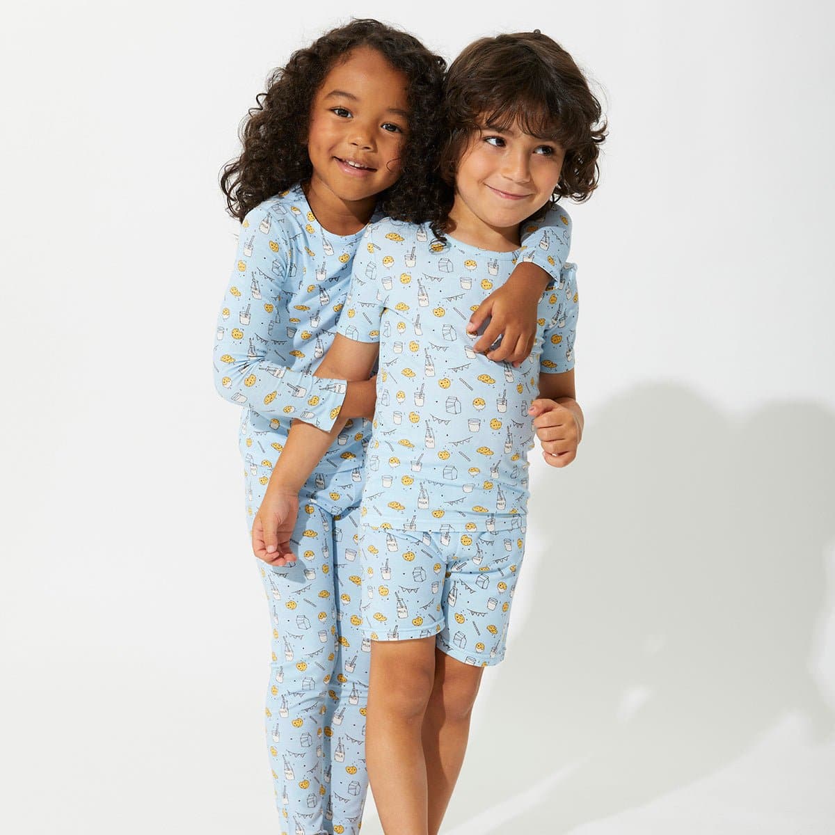 Milk & Cookies Blue Bamboo Kids Pajama Short Set