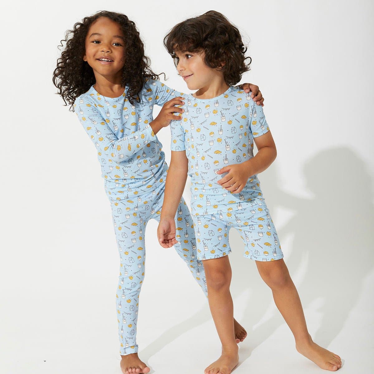 Milk & Cookies Blue Bamboo Kids Pajama Short Set