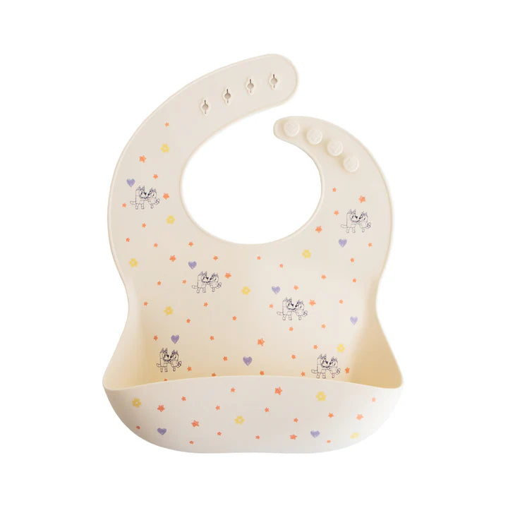 bluey x mushie silicone baby bib - ivory