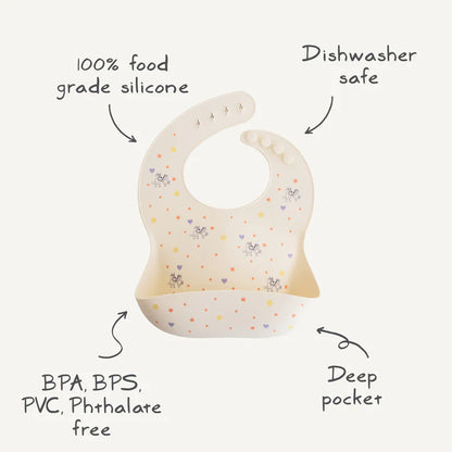 bluey x mushie silicone baby bib - sage