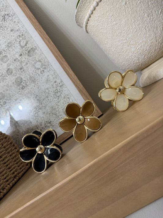 gold accented flower claw clip