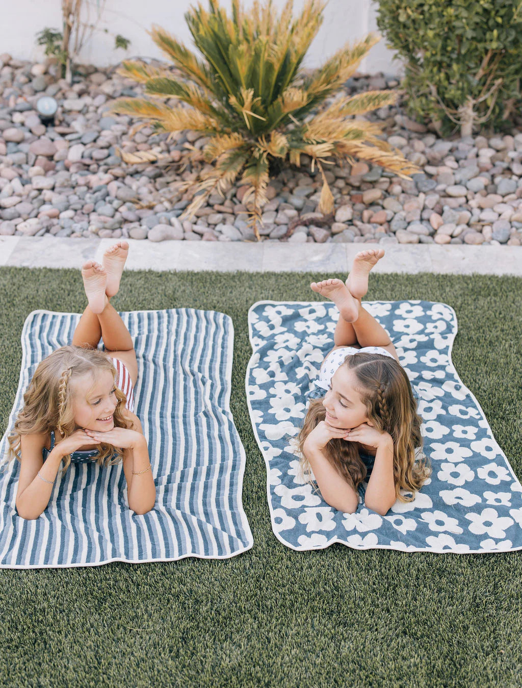 blue stripe organic cotton beach towel