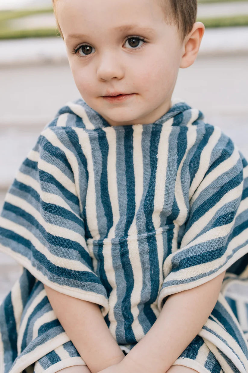 blue stripe organic cotton beach poncho