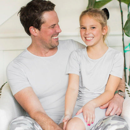 Cloud Grey Bamboo Kids Pajama Short Set - Ivory Soul
