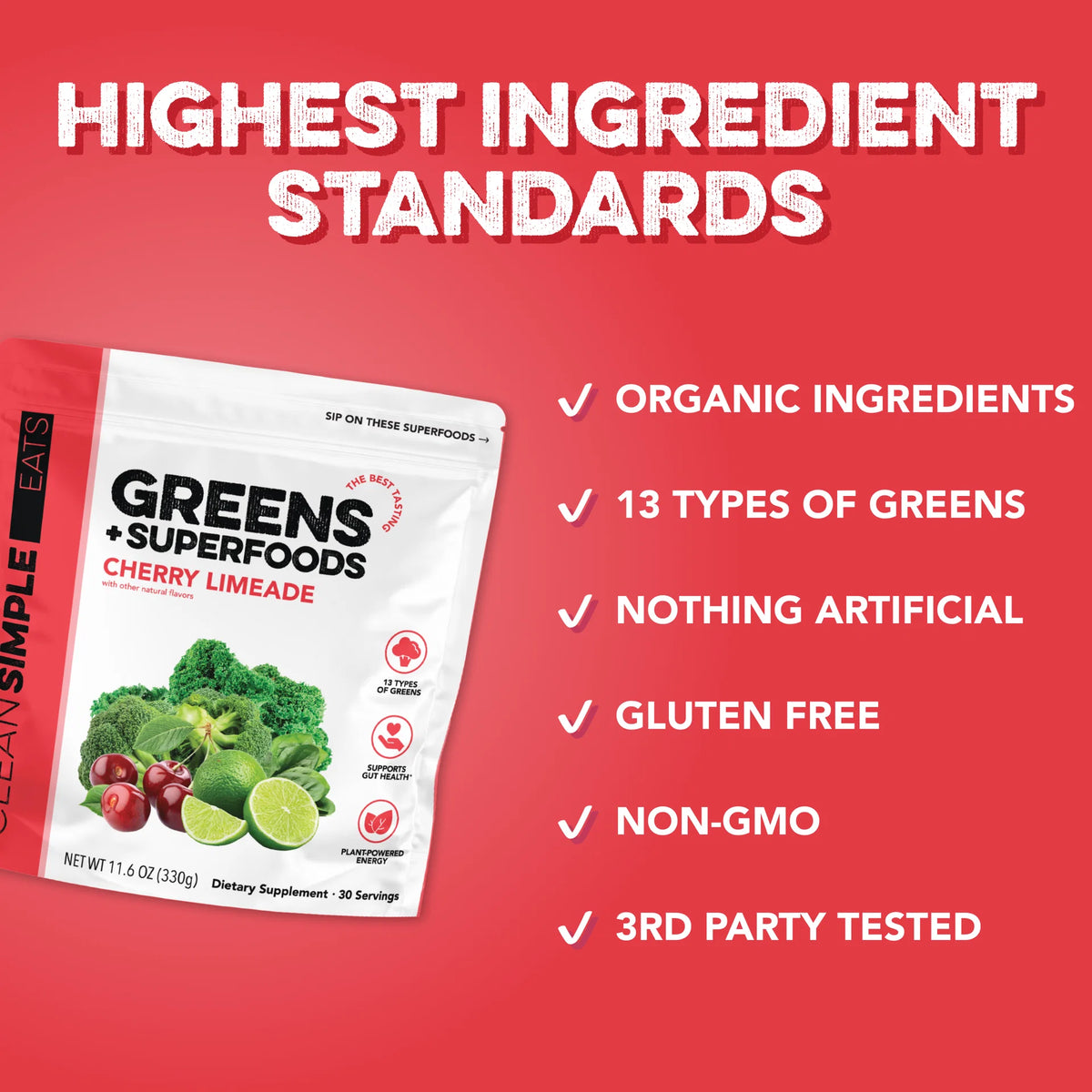 cherry limeade super greens mix | 30 servings