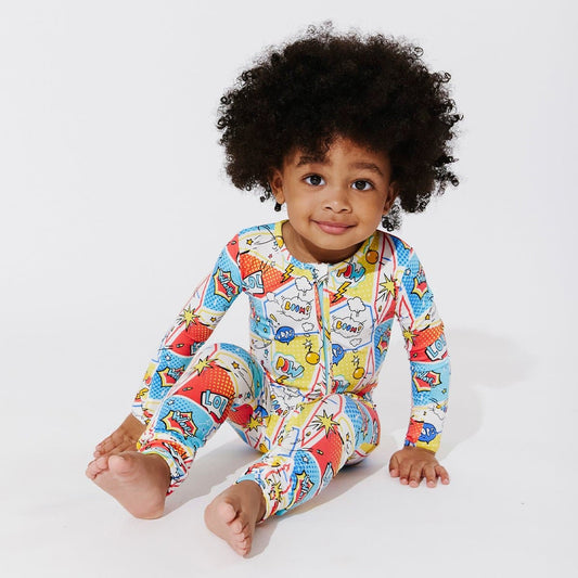 Comic Hero Bamboo Convertible Footie - Ivory Soul