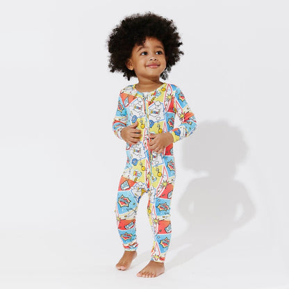 Comic Hero Bamboo Convertible Footie - Ivory Soul