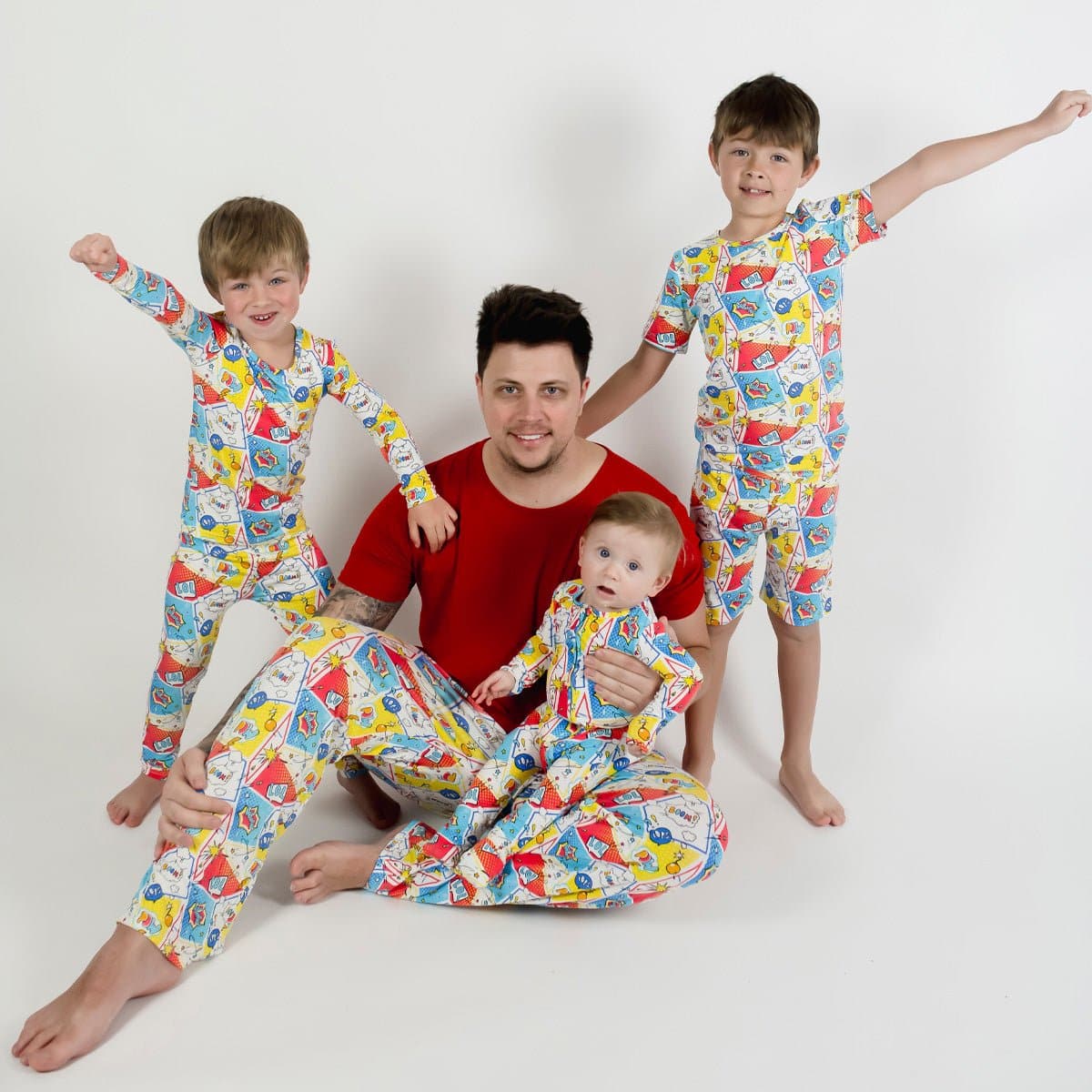 Comic Hero Bamboo Men's Pajama Set - Ivory Soul
