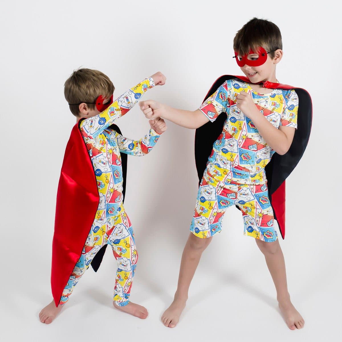 Comic Hero Bamboo Kids Pajama Short Set - Ivory Soul