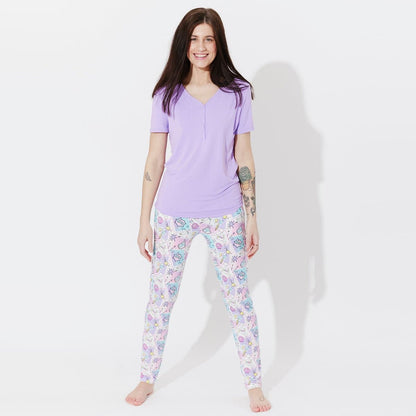 Comic Purple Bamboo Women's Pajama Set