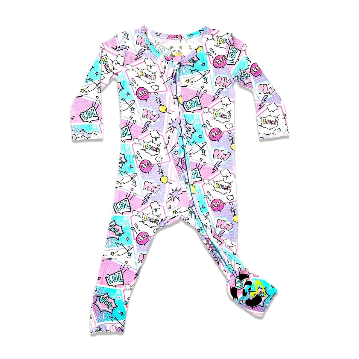Comic Purple Bamboo Convertible Footie - Ivory Soul